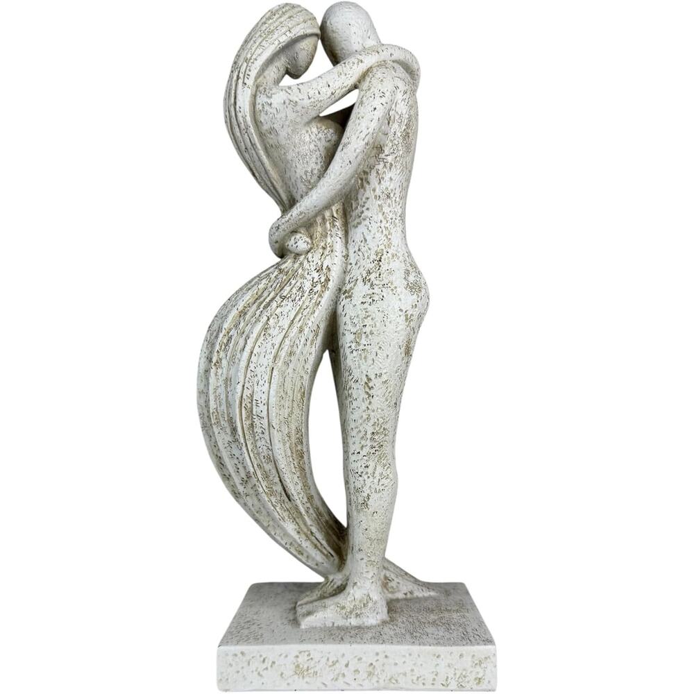 Eternal Embrace Couple Statue 12.5in Resin Moon Wash Romantic Lovers Home Decor